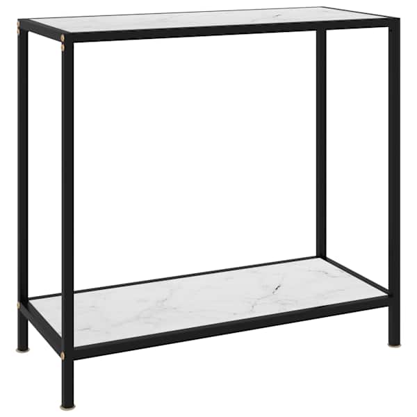 vidaXL konsoollaud, valge, 80 x 35 x 75 cm, karastatud klaas