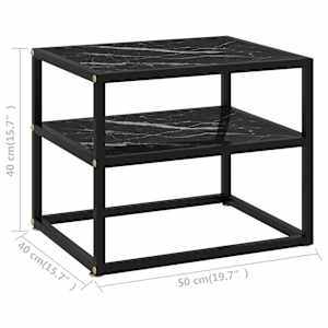 322854 vidaXL Console Table Black 50x40x40 cm Tempered Glass - obrázek 5