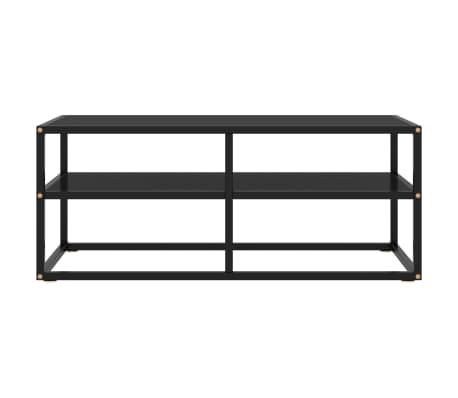 vidaXL Meuble TV noir avec verre noir 100x40x40 cm