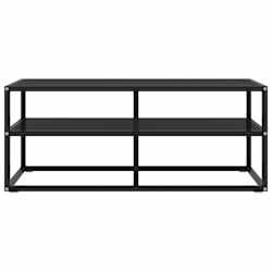 vidaXL TV-Schrank Schwarz mit Schwarzem Hartglas 100x40x40 cm