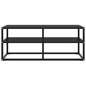 vidaXL Meuble TV noir avec verre noir 100x40x40 cm