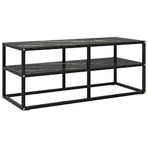 TV stolek černý s černým mramorovým sklem 100 x 40 x 40 cm