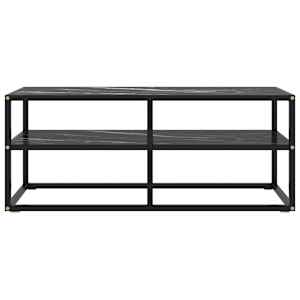 TV stolek černý s černým mramorovým sklem 100 x 40 x 40 cm - obrázek 2