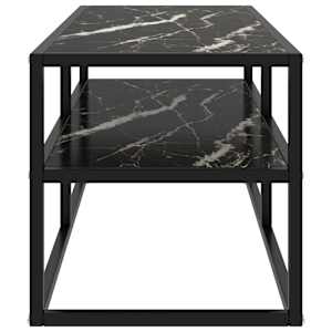 TV stolek černý s černým mramorovým sklem 100 x 40 x 40 cm - obrázek 3
