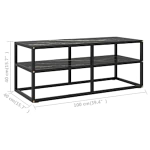 TV stolek černý s černým mramorovým sklem 100 x 40 x 40 cm - obrázek 6