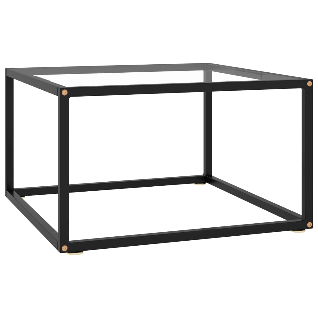 Image of vidaXL Coffee Table Black with Tempered Glass 60x60x35 cm