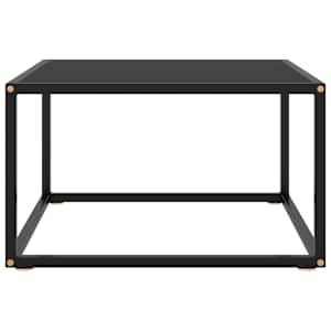 Konferenční stolek černý s černým sklem 60 x 60 x 35 cm - obrázek 2