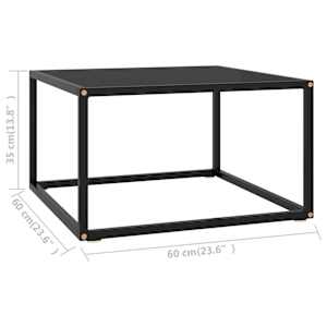 Konferenční stolek černý s černým sklem 60 x 60 x 35 cm - obrázek 5