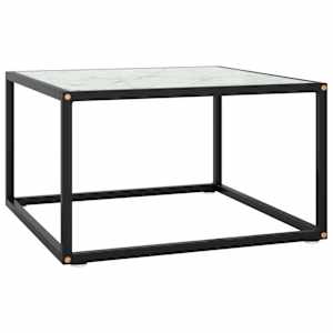 Konferenční stolek černý s bílým mramorovým sklem 60x60x35 cm - obrázek 1