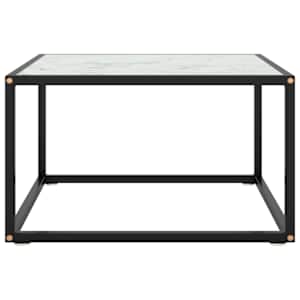 Konferenční stolek černý s bílým mramorovým sklem 60x60x35 cm - obrázek 2