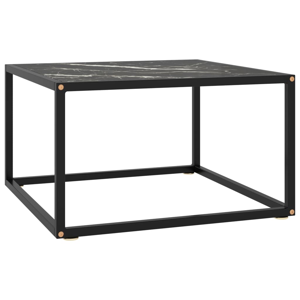 Image of vidaXL Coffee Table Black with Black Marble Glass 60x60x35 cm