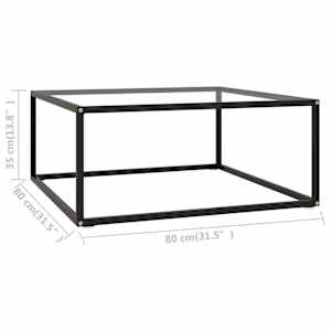 Konferenční stolek černý s tvrzeným sklem 80 x 80 x 35 cm - obrázek 5