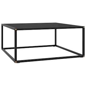 Konferenční stolek černý s černým sklem 80 x 80 x 35 cm - obrázek 1