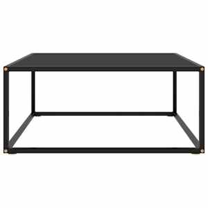 Konferenční stolek černý s černým sklem 80 x 80 x 35 cm - obrázek 2