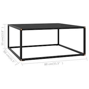 Konferenční stolek černý s černým sklem 80 x 80 x 35 cm - obrázek 5
