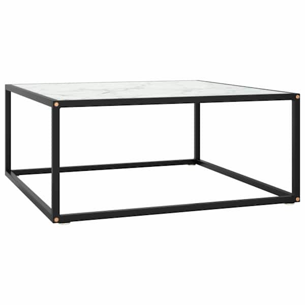 vidaXL kohvilaud, must, valge marmorklaasiga, 80 x 80 x 35 cm