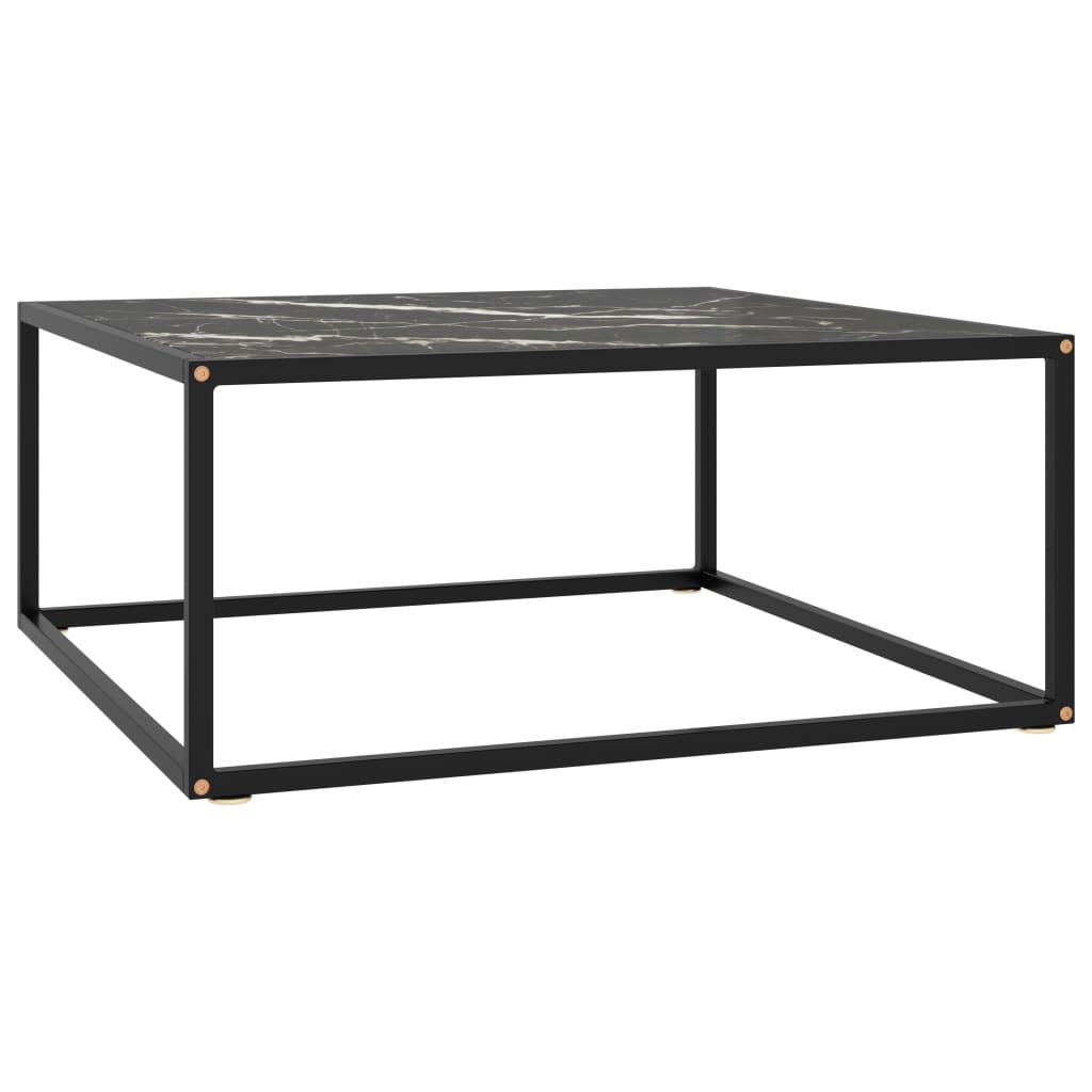 Image of vidaXL Coffee Table Black with Black Marble Glass 80x80x35 cm