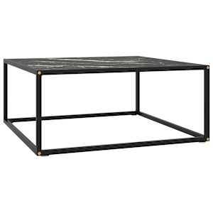 Konferenční stolek černý s černým mramorovým sklem 80x80x35 cm - obrázek 1