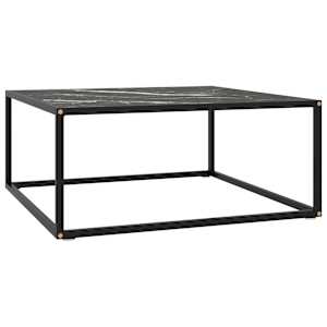 Klubska mizica črna s črnim marmornim steklom 80x80x35 cm