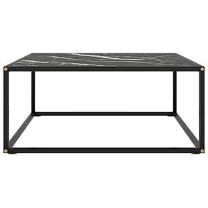 Konferenční stolek černý s černým mramorovým sklem 80x80x35 cm - obrázek 2