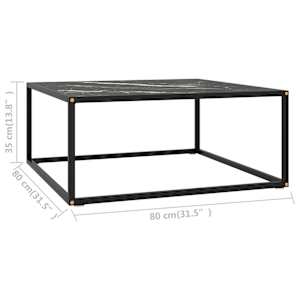 Konferenční stolek černý s černým mramorovým sklem 80x80x35 cm - obrázek 5
