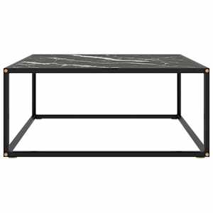 vidaXL Salontafel met zwart marmerglas 80x80x35 cm zwart