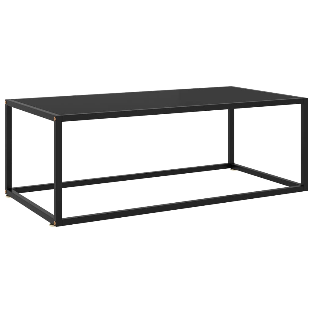 Image of vidaXL Coffee Table Black with Black Glass 100x50x35 cm