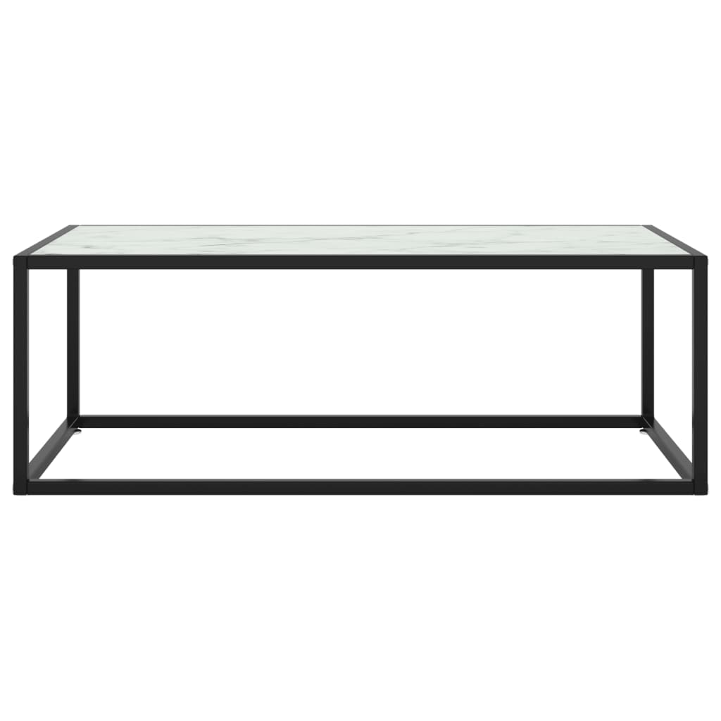 Thumbnail - vidaXL Couchtisch Schwarz mit Weißem Glas in Marmor-Optik 100x50x35 cm