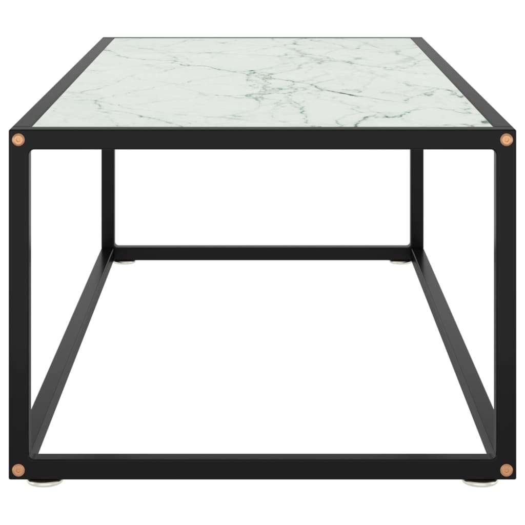 Thumbnail - vidaXL Couchtisch Schwarz mit Weißem Glas in Marmor-Optik 100x50x35 cm