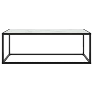 Konferenční stolek černý s bílým mramorovým sklem 100x50x35 cm - obrázek 2