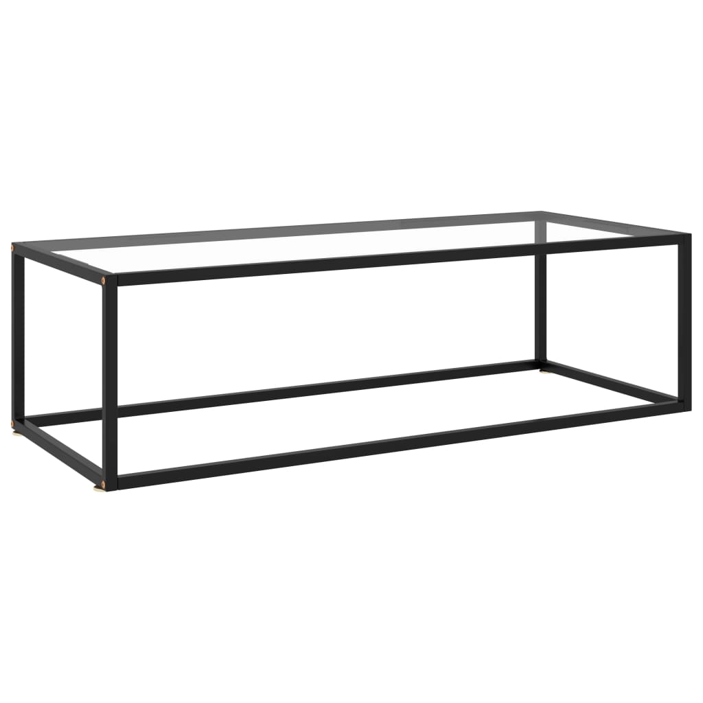 Image of vidaXL Coffee Table Black with Tempered Glass 120x50x35 cm