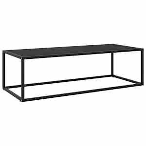 Konferenční stolek černý s černým sklem 120 x 50 x 35 cm - obrázek 1