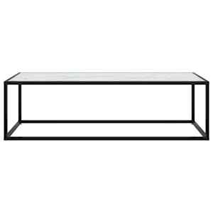 vidaXL Couchtisch Schwarz mit Wei&szlig;em Glas in Marmor-Optik 120x50x35 cm