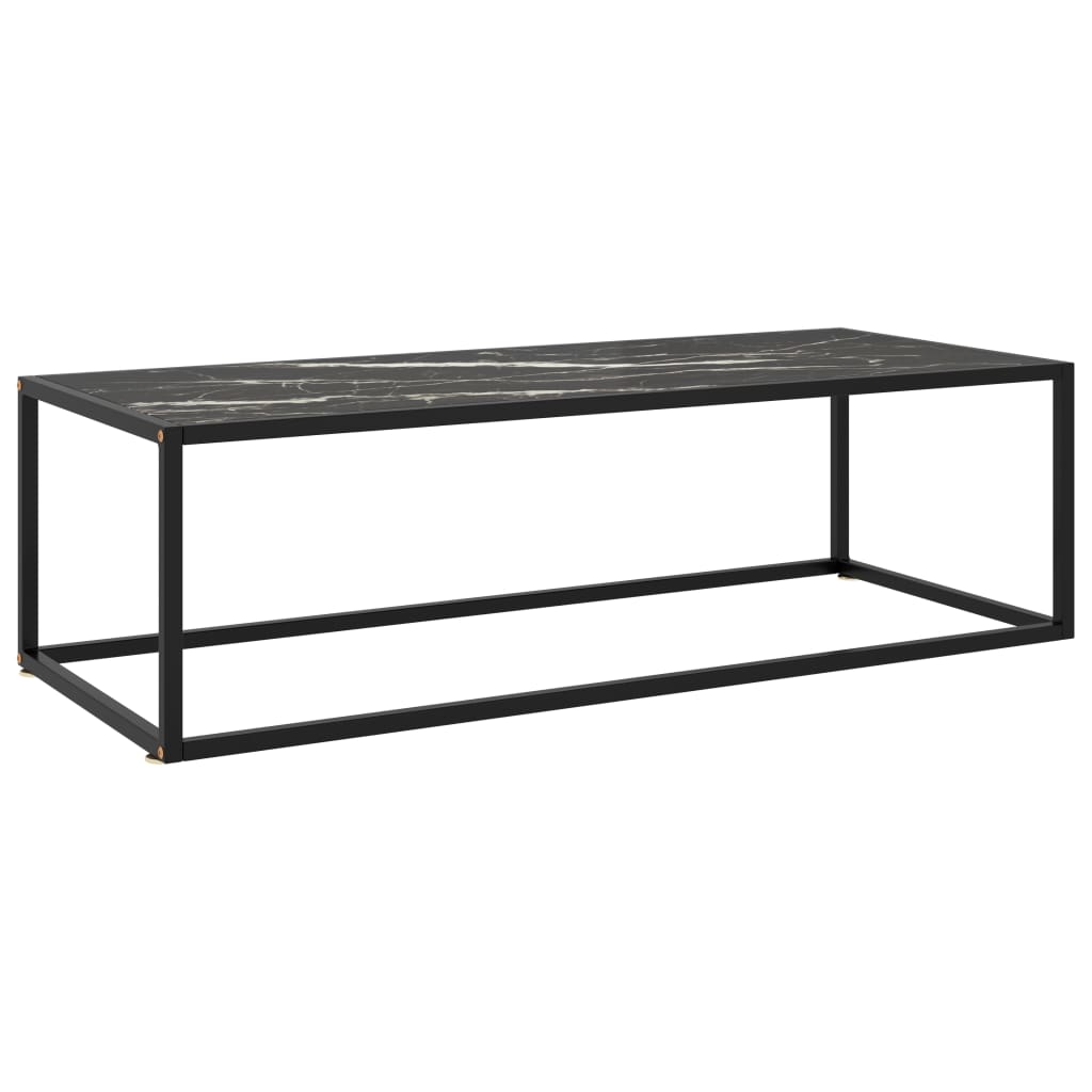 Image of vidaXL Coffee Table Black with Black Marble Glass 120x50x35 cm