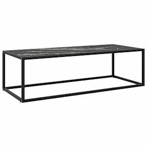 Konferenční stolek černý s černým mramorovým sklem 120x50x35 cm