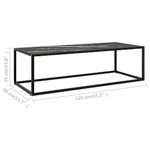 Konferenční stolek černý s černým mramorovým sklem 120x50x35 cm - obrázek 6