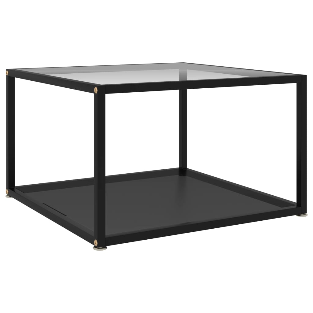 Image of vidaXL Coffee Table Transparent and Black 60x60x35 cm Tempered Glass