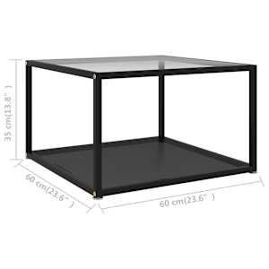 322891 vidaXL Coffee Table Transparent and Black 60x60x35 cm Tempered Glass - obrázek 5