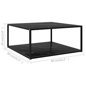 Konferenční stolek černý 80 x 80 x 35 cm tvrzené sklo - obrázek 5