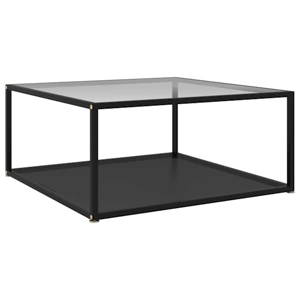 vidaXL kohvilaud, l&auml;bipaistev ja must, 80 x 80 x 35 cm, karastatud klaas
