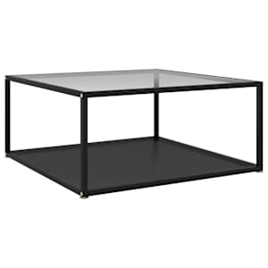 Konferenční stolek průhledný a černý 80x80x35 cm tvrzené sklo - obrázek 1