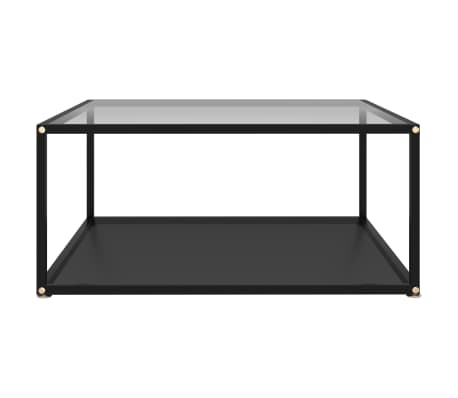 vidaXL Table basse Transparent et noir 80x80x35 cm Verre trempé