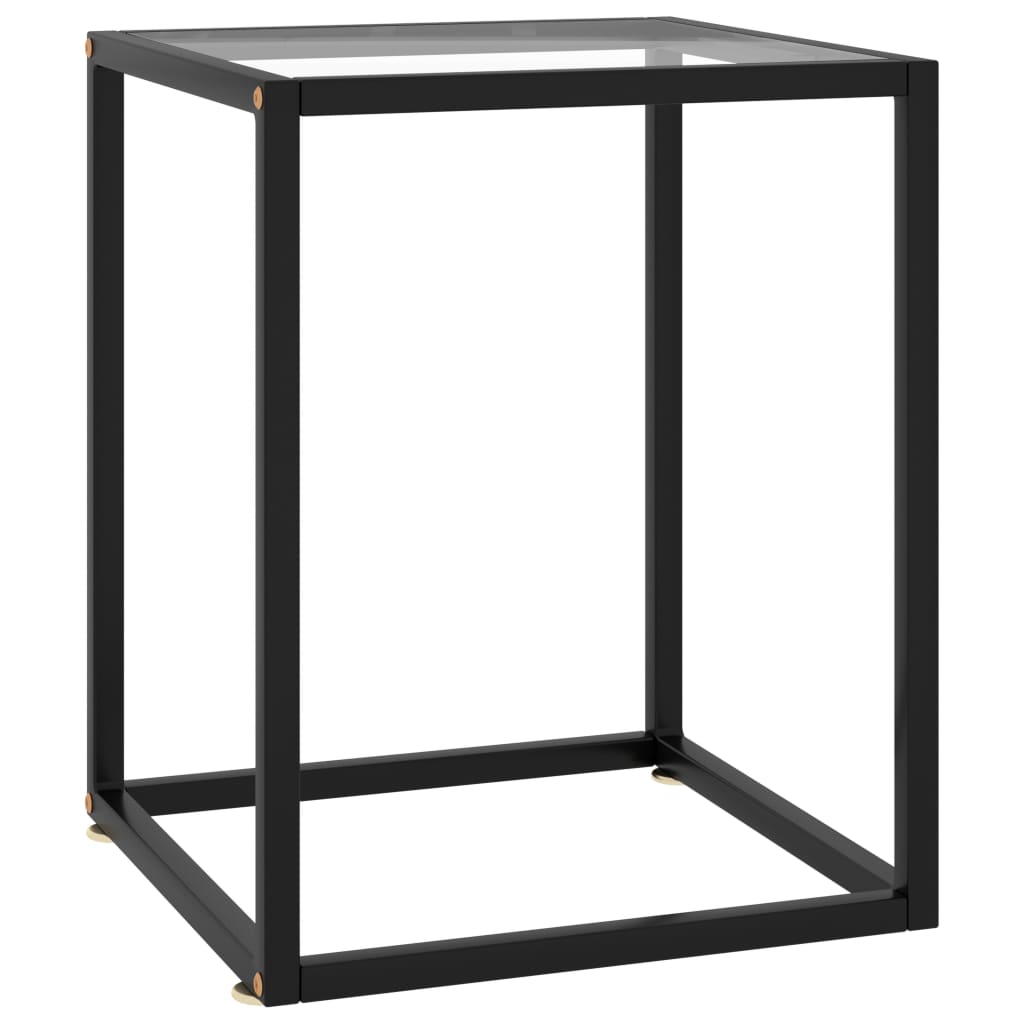 Image of vidaXL Coffee Table Black with Tempered Glass 40x40x50 cm
