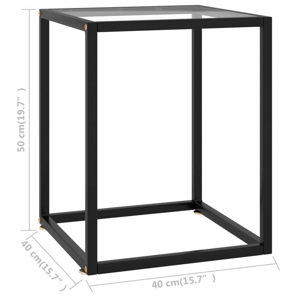 Fekete dohányzóasztal edzett üveggel 40 x 40 x 50 cm 