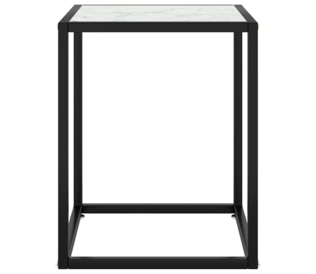 vidaXL Couchtisch Schwarz mit Weißem Glas Marmor-Optik 40x40x50 cm