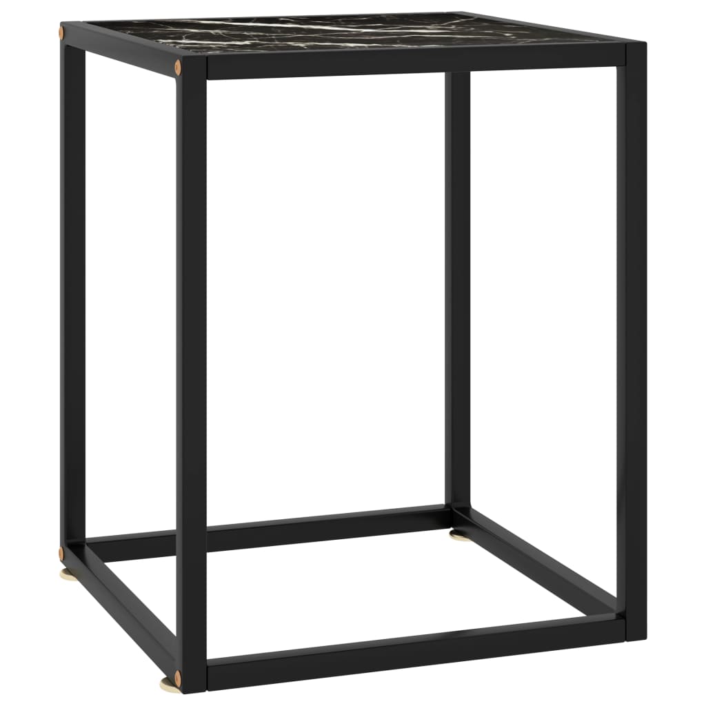 Image of vidaXL Coffee Table Black with Black Marble Glass 40x40x50 cm