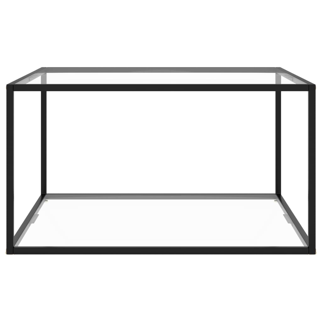 vidaXL Salontafel met gehard glas 90x90x50 cm zwart