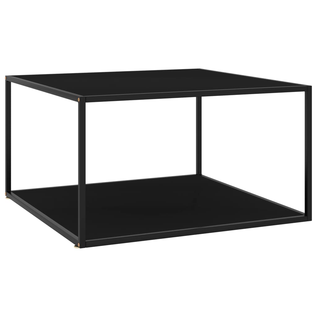 Image of vidaXL Coffee Table Black with Black Glass 90x90x50 cm