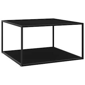 Konferenční stolek černý s černým sklem 90 x 90 x 50 cm - obrázek 1