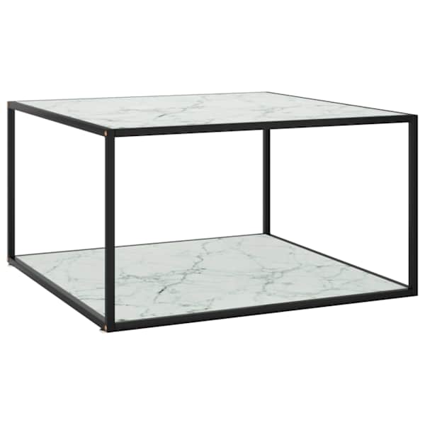 vidaXL kohvilaud, must, valge marmorklaasoga, 90 x 90 x 50 cm